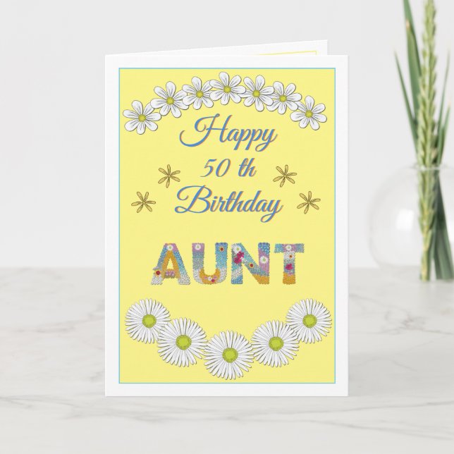Flower letter Aunt Personalised Birthday card (Front)