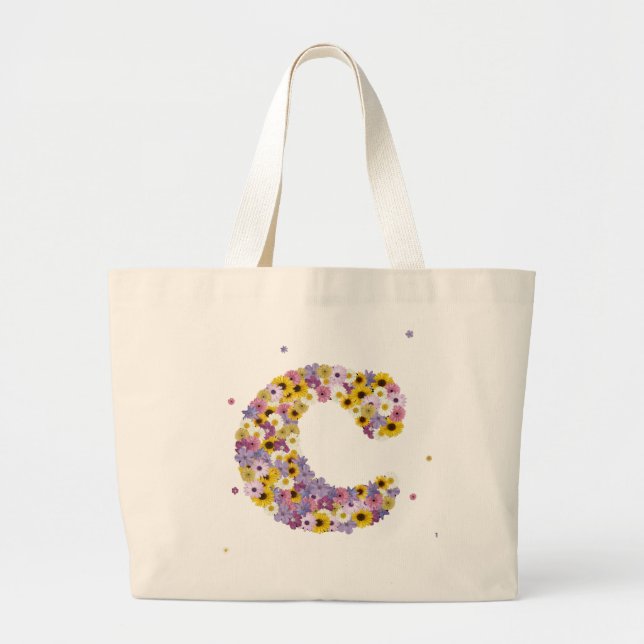 Flower letter C Large Tote Bag (Front)