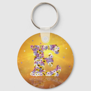 Flower letter E Key Ring