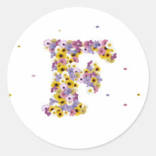 Flower letter F Classic Round Sticker