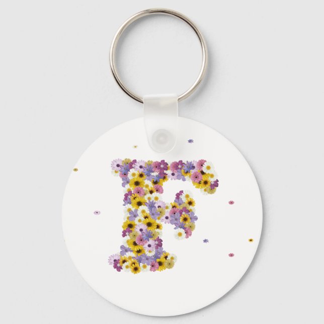Flower letter F Key Ring (Front)