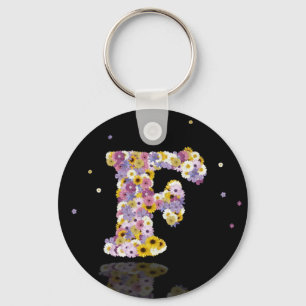 Flower letter F Key Ring