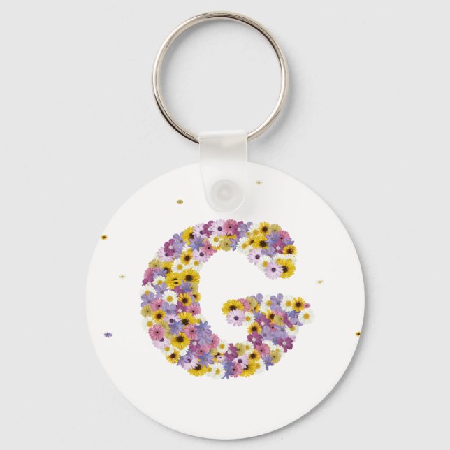Flower letter G Key Ring (Front)