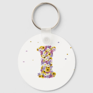 Flower letter I Key Ring