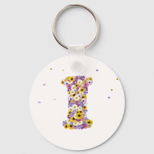 Flower letter I Key Ring (Front)
