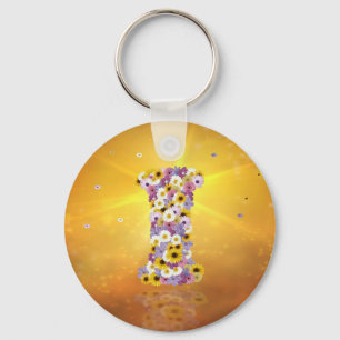 Flower letter I Key Ring