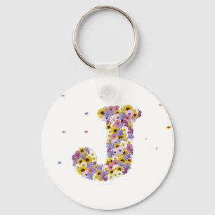 Flower letter J Key Ring