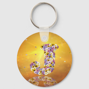 Flower letter J Key Ring