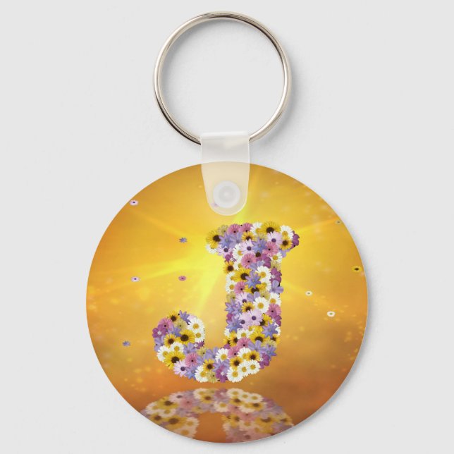 Flower letter J Key Ring (Front)