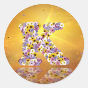 Flower letter K Classic Round Sticker