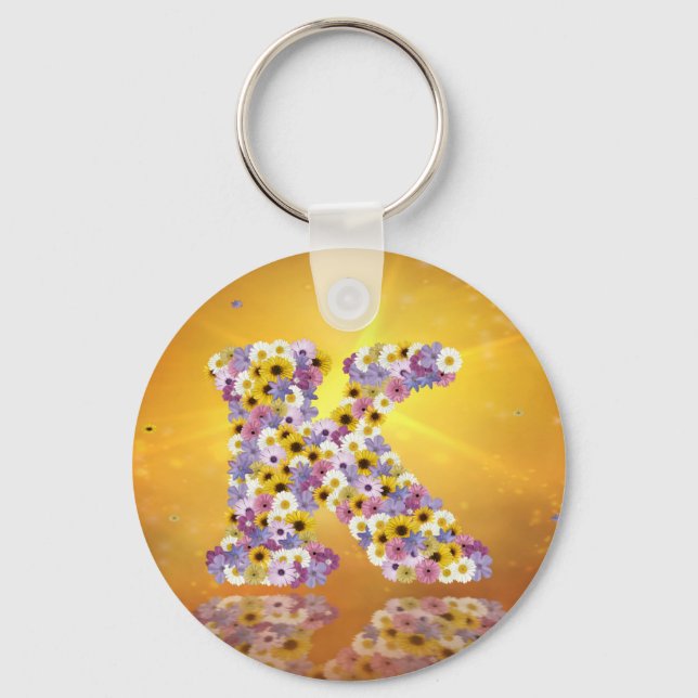 Flower letter K Key Ring (Front)