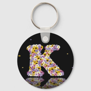 Flower letter K Key Ring