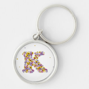 Flower letter K Key Ring