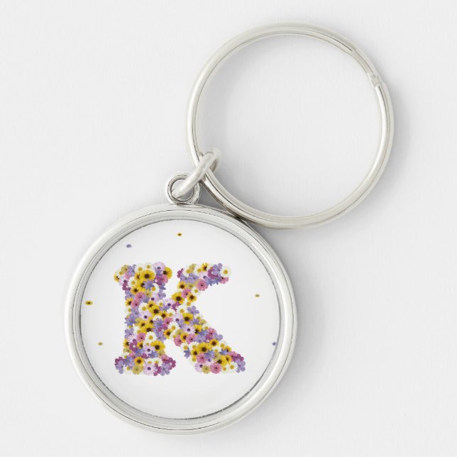 Flower letter K Key Ring (Front)