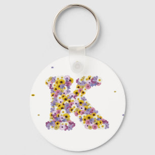 Flower letter K Key Ring