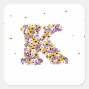 Flower letter K Square Sticker