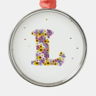Flower letter L Metal Tree Decoration