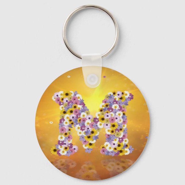 Flower letter M Key Ring (Front)