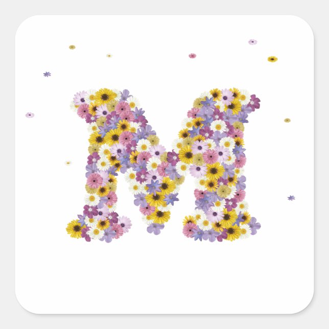Flower letter M Square Sticker (Front)