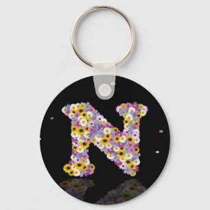 Flower letter N Key Ring