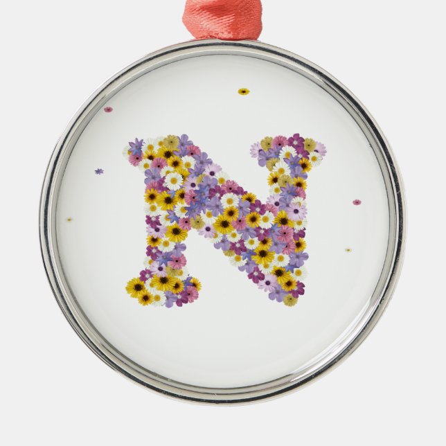 Flower letter N Metal Tree Decoration (Front)