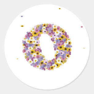 Flower letter O Classic Round Sticker
