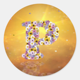 Flower letter P Classic Round Sticker