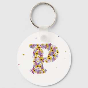 Flower letter P Key Ring