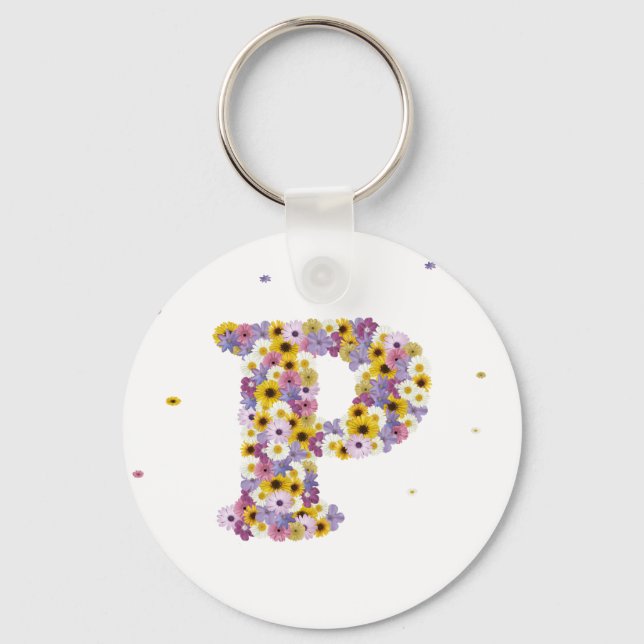 Flower letter P Key Ring (Front)