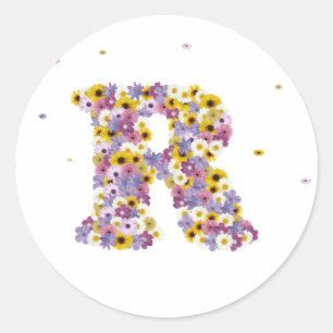 Flower letter R Classic Round Sticker