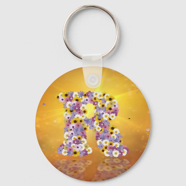 Flower letter R Key Ring (Front)