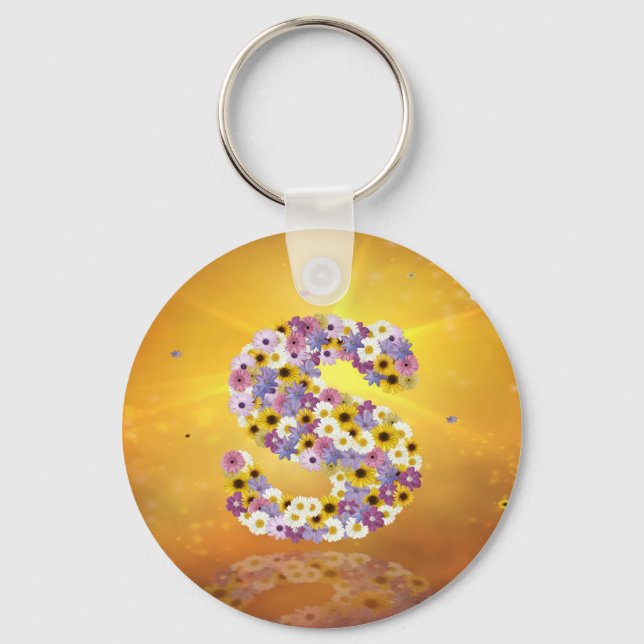 Flower letter S Key Ring (Front)
