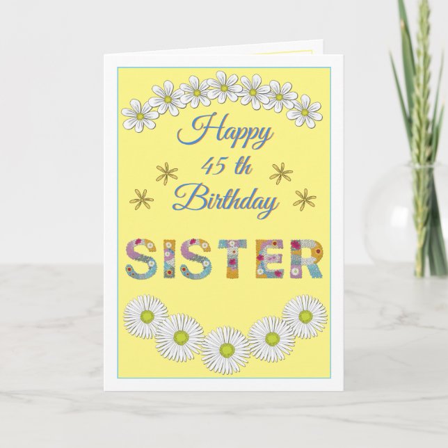 Flower letter sister Personalised Birthday card (Front)