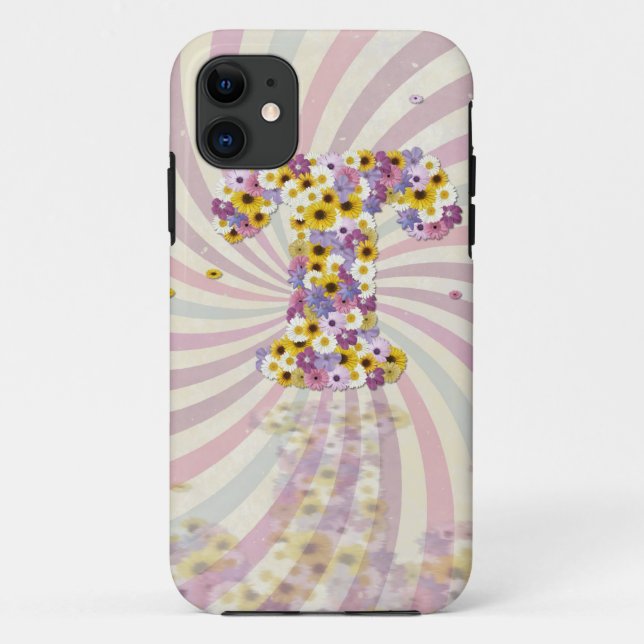 Flower letter T Case-Mate iPhone Case (Back)