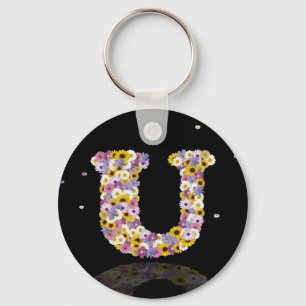 Flower letter U Key Ring