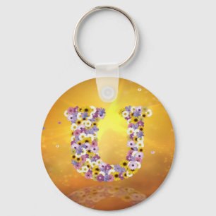 Flower letter U Key Ring