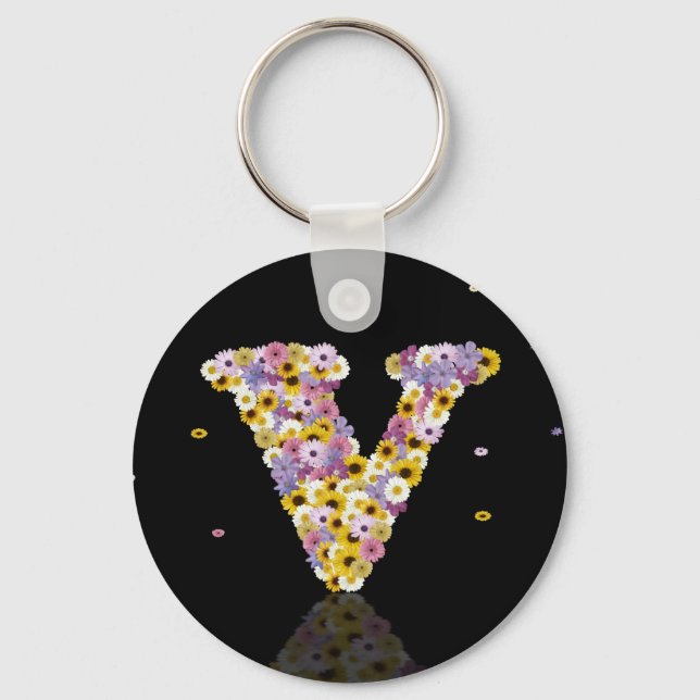 Flower letter V Key Ring (Front)