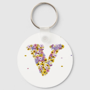 Flower letter V Key Ring