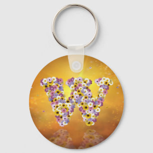 Flower letter W Key Ring