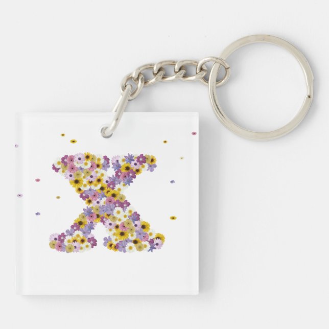 Flower letter X Key Ring (Back)