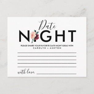 Flower Lettering   Maroon Date Night Idea Cards