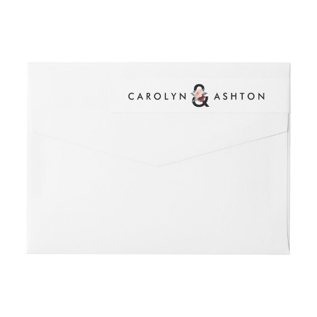 Flower Lettering Maroon Wedding Wrap Around Label (Back)