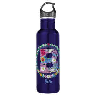 Flower Letters Initial "B" with Personalised name 710 Ml Water Bottle