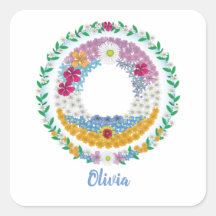 Flower Letters Initial "O" with Personalised name
