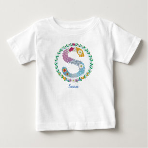 Flower Letters Initial "S" with Personalised name Baby T-Shirt