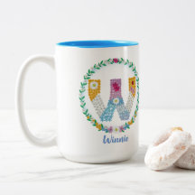 Flower Letters Initial "W" with Personalised name