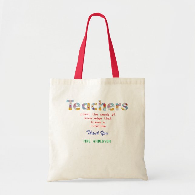 Flower Letters Teacher gift Tote Bag (Front)