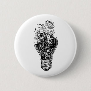 Flower Light Bulb Of Power Tree Peace For Hippies 6 Cm Round Badge