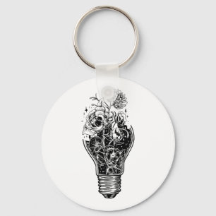 Flower Light Bulb Of Power Tree Peace For Hippies Key Ring