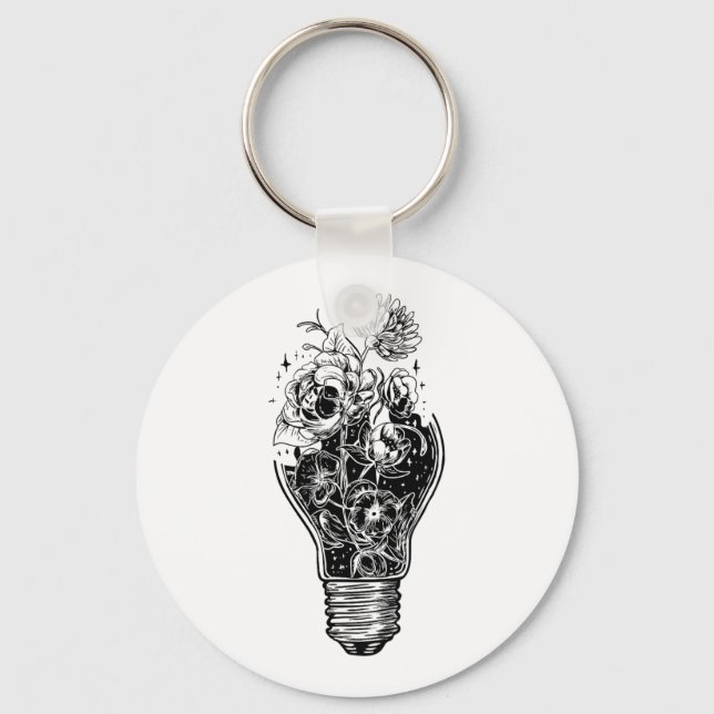 Flower Light Bulb Of Power Tree Peace For Hippies  Key Ring (Front)